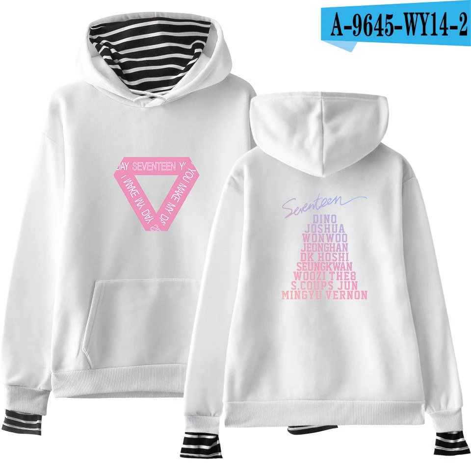 white Новая мода Seventeen; Кей-Поп толстовки с капюшоном и свитшоты для пары с капюшоном женские обманка шт K поп одежда в стиле «хип-хоп» в уличном стиле - Цвет: white