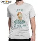 Повседневная футболка Let It Gogh Van Gogh, Мужская футболка с круглым вырезом из 100% хлопка, 19-я голландская футболка с коротким рукавом
