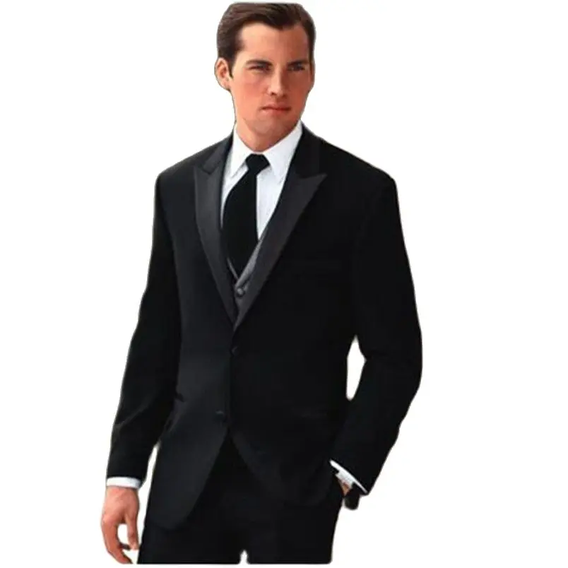 

Three Piece Groom Tuxedo Custom Made Best Men Black Wedding Dinner Evening Suits Bridegroom Mens Suit (Jacket+Pants+Vest)