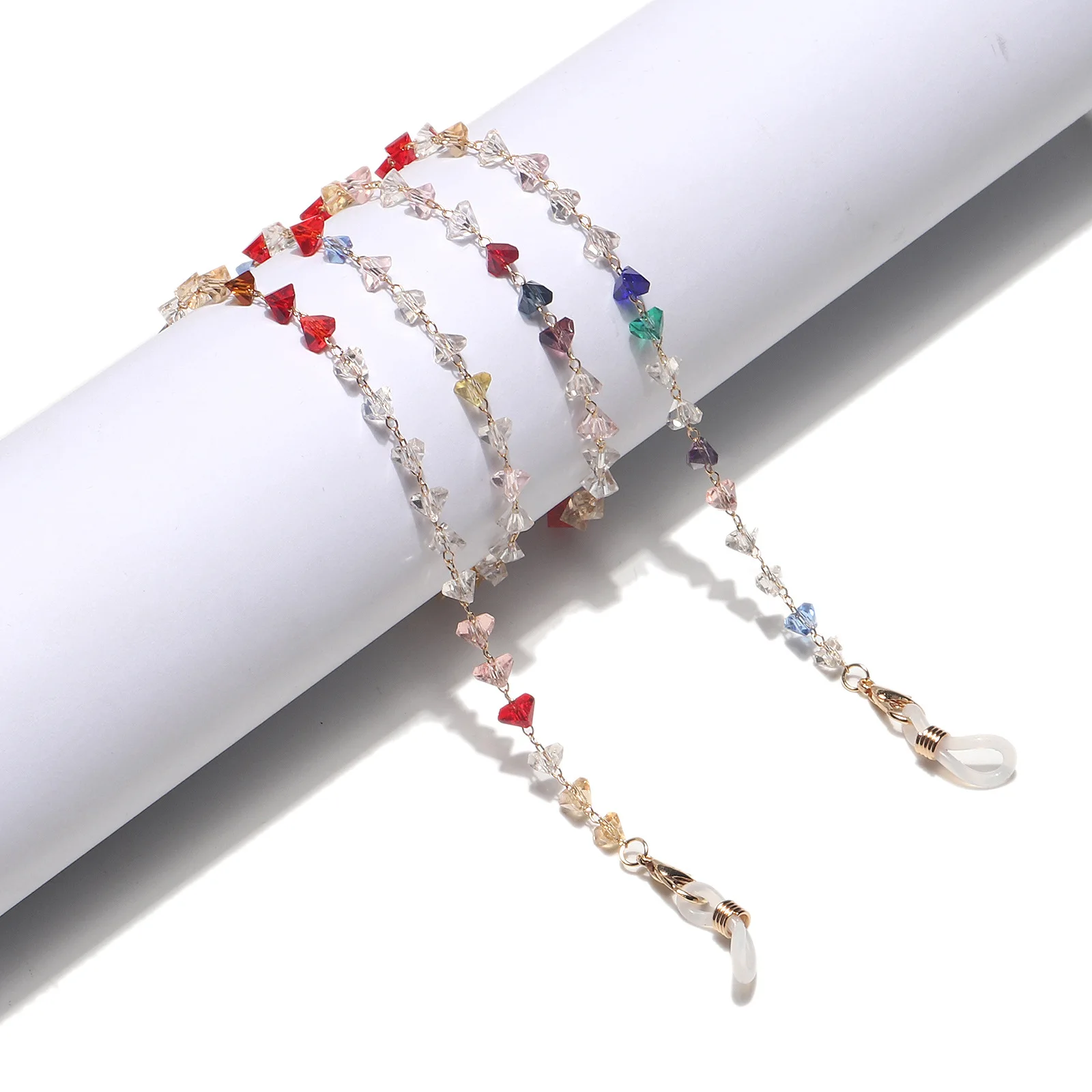 

Модные Акриловые хрустальные очки, цепочка на шею, акриловые кристаллы, цветные бусины, очки, ожерелье, металлические солнцезащитные очки, ш...