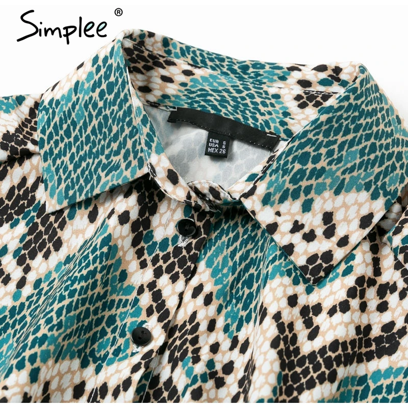 Женское платье-рубашка Simplee со змеиным принтом женское винтажное зеленое длинное