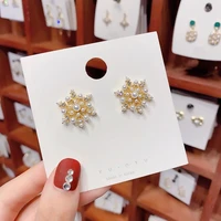 2020 new fashion earrings hypoallergenic earrings inlaid with zircon peach heart flower geometric simple wild earrings