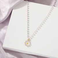 fashion small chrysanthemum pearl necklace for women white daisy chain necklace women choker necklace fashion jewelry