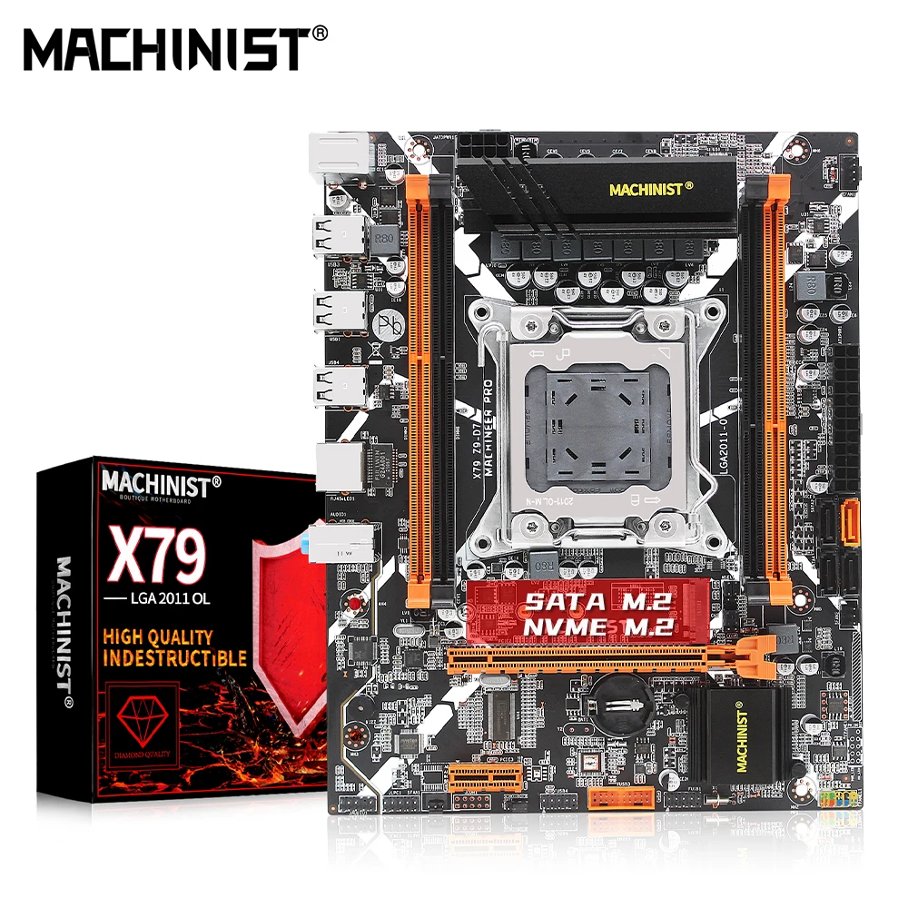 

MACHINIST X79 Motherboard Combo LGA 2011 Support XEON E5 V1 V2 Processor DDR3 ECC or NON ECC RAM Memory M.2 NVME/NGFF X79 Z9-D7