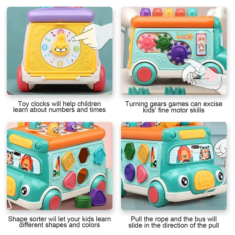 

Push Pull Bus Toy Xylophone Baby Toys Push and Pull Music Toys Activity Bus Musical Toy Early Education Child Gift