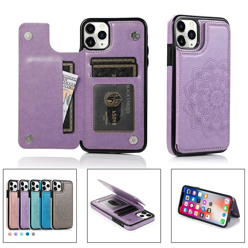 

Leather Case For iPhone 12 Mini 11 Pro X XS Max XR SE 2020 7 8 6 6s Plus 5 5s Magnetic Card Holder Coque Wallet Phone Bags Cover