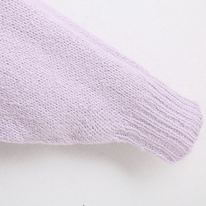 Винтажный стильный короткий вязаный женский свитер с оборками, модные милые пуловеры с круглым вырезом и длинным рукавом, шикарные топы, одноцветные женские топы
