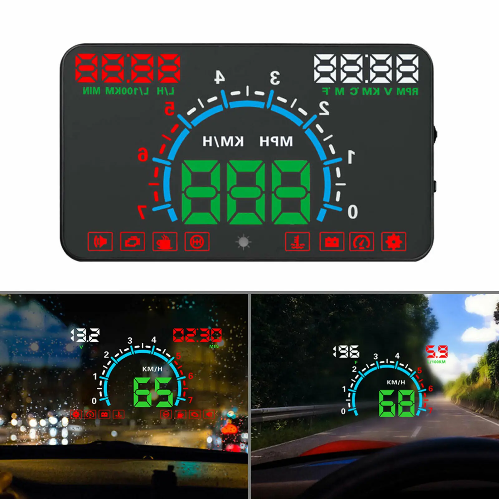 Автомобильный индикатор HUD OBD II автомобильный OBD2 5 8 дюйма экран приборной панели