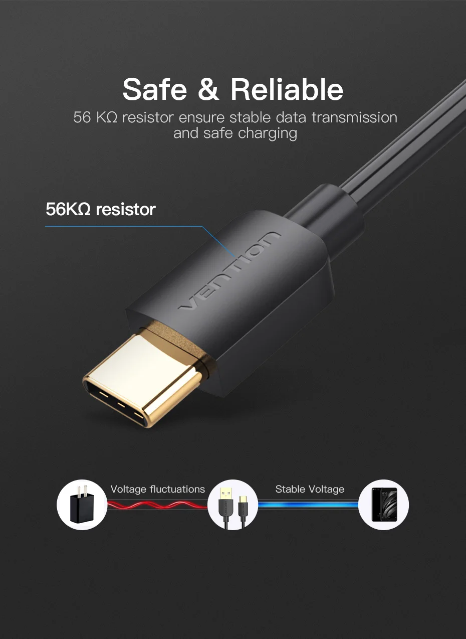 Vention usb type C кабель для samsung S10 huawei P30 Pro Быстрая зарядка type-C мобильный телефон зарядный провод USB C кабель для samsung S9