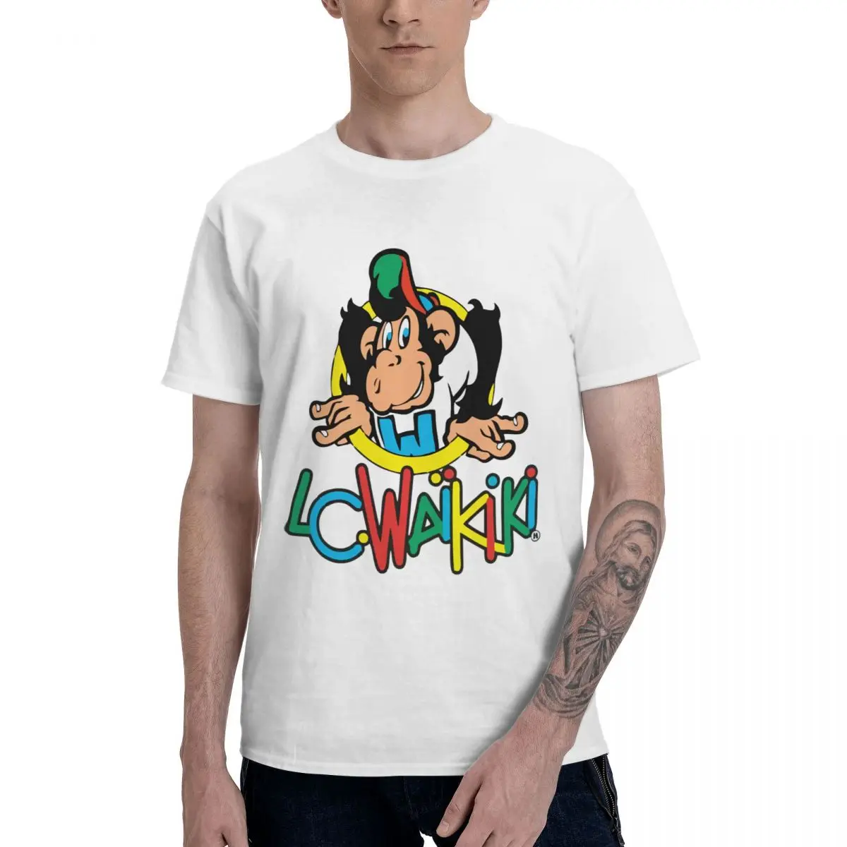 

LC Waikiki Monkey Merchandise T-Shirts Pure Cotton Crewneck Men T-Shirt Short Sleeve Plus Size Gift Tees Hoodie EU Size