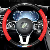 carbon fiber leather 3d relief car steering wheel cover 38cm for mercedes benz w204 w213 w212 w211 w216 w215 w117 a c cla class