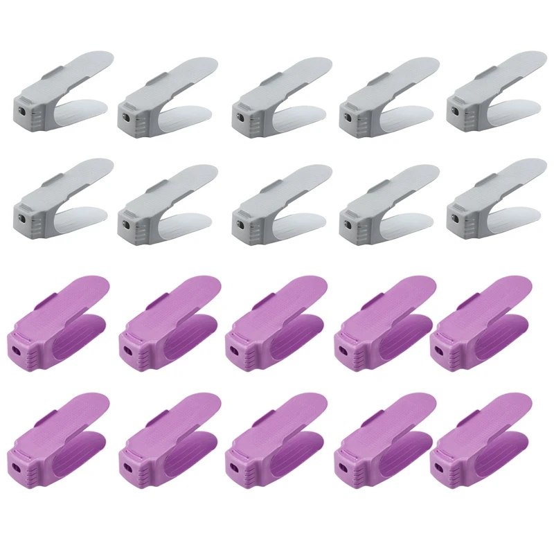 

10 Pack Adjustable Holder Stack Shoes Organizer Space Saver Plastic