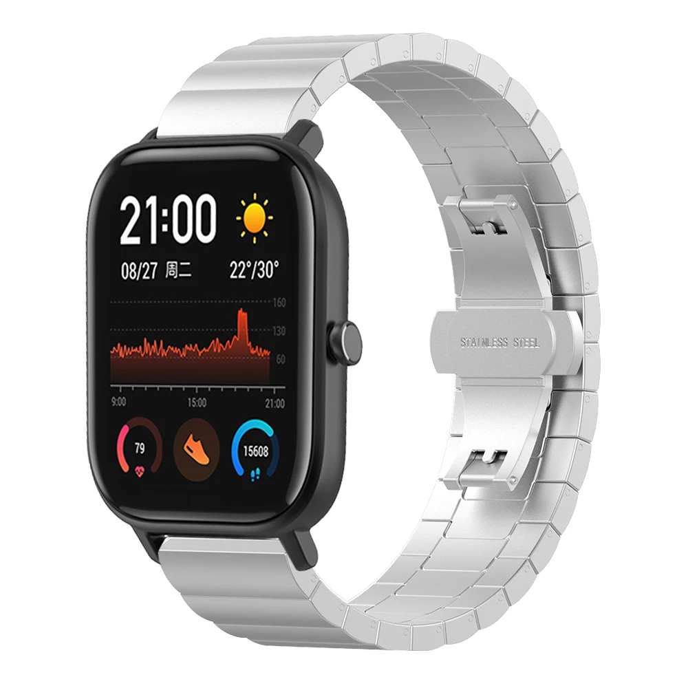 Металлический ремешок для Huami Amazfit GTS/GTR 47 мм 42 мм часы браслет для Amazfit 3 Stratos/Bip lite из нержавеющей стали ремешок для часов