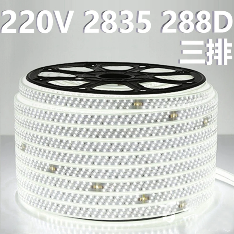 

Fanlive 50m/lot 288leds/m Three Row LED Strip Light AC110V 220V SMD2835 IP65 Waterproof Neon Flexible Lighting Led Rope Lighting