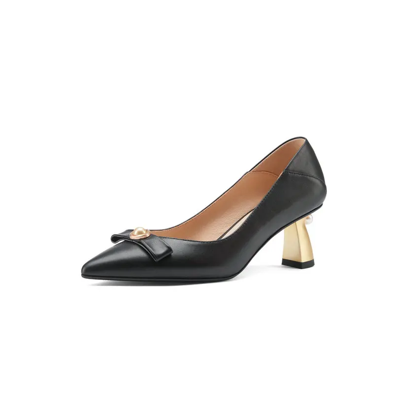

Salu Fashion Sexy Women Genuine Leather High Heels Pumps Pointed Toe Slip on Spring Summer Party Wedding Shoes Woman Basic Pumps