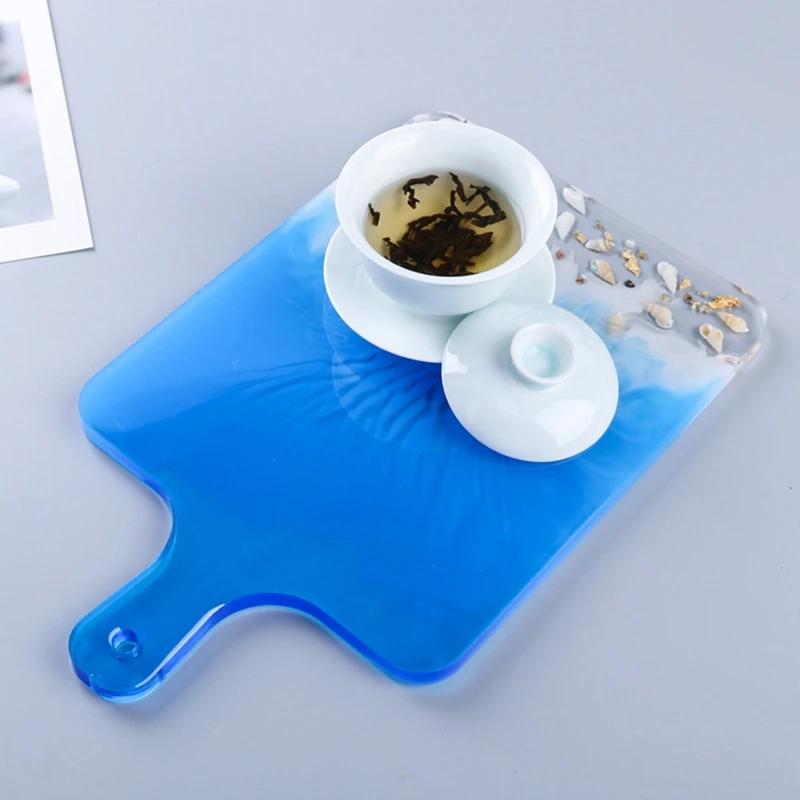 

DIY Crafts Compote Coaster Dinner Plate Crystal Epoxy Resin Mold Making Tool Handle Tray Silicone Mould