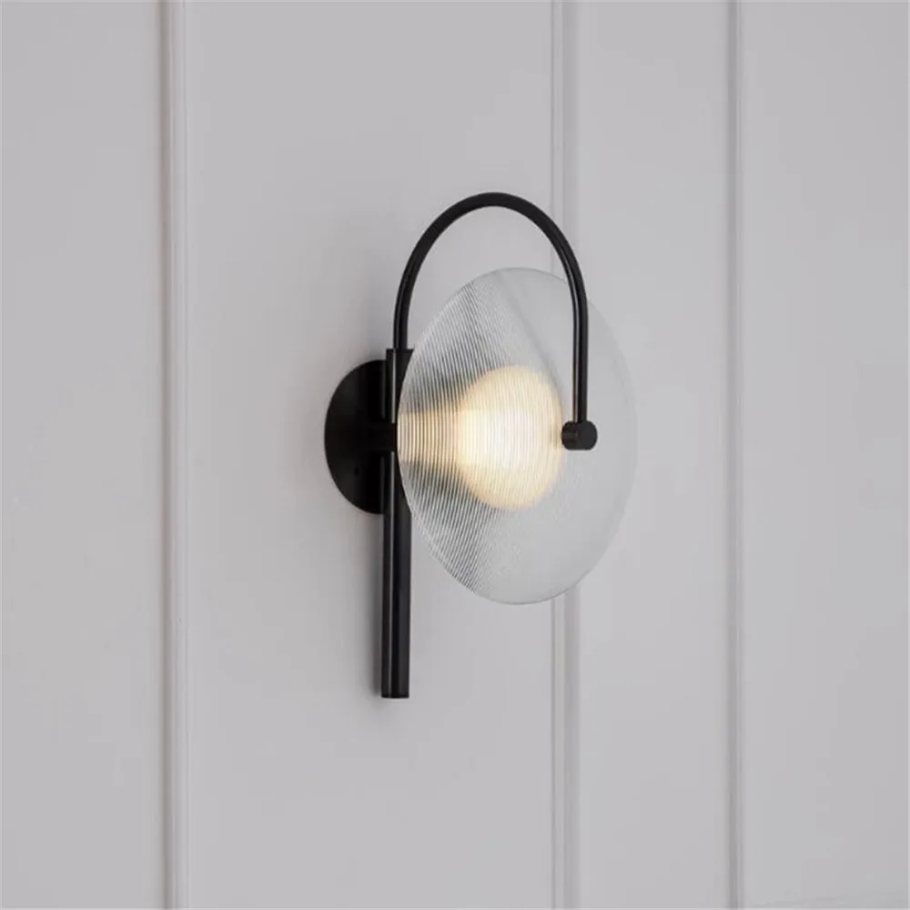 

Simple Modern LED Wall Lamp Loft Decor Sconce Wall Lights Iron Glass Round Bedside Wall Light Fixtures Home Lighting Luminaire