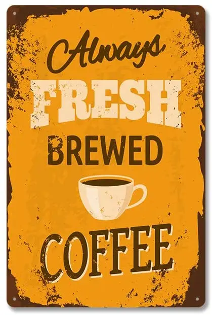 

Royal Tin Sign Premium Quality Fresh Brewed Coffee 11.8 7.8 inches, Rectangle Metal Signs for Home and Kitchen Bar Cafe