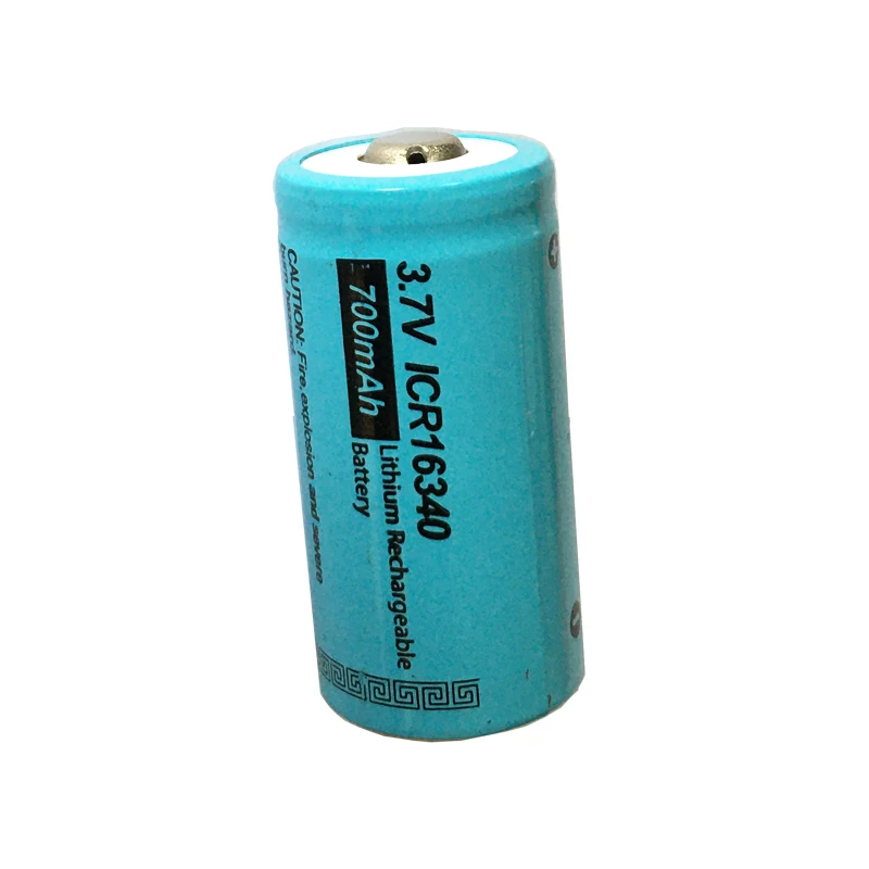 

PKCELL ICR16340 3.7V Li-ion Rechargeable Battery 700mAh ICR 16340 Button top for LED Flashlight and liion battery charger