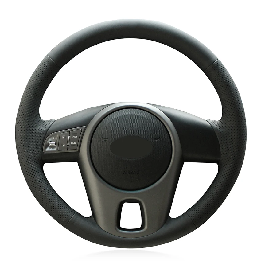 Hand-stitched Black Leather Custom Car Steering Wheel Cover for Kia Forte 2009-2014 Soul 2010-2013 Rio 2009-2011