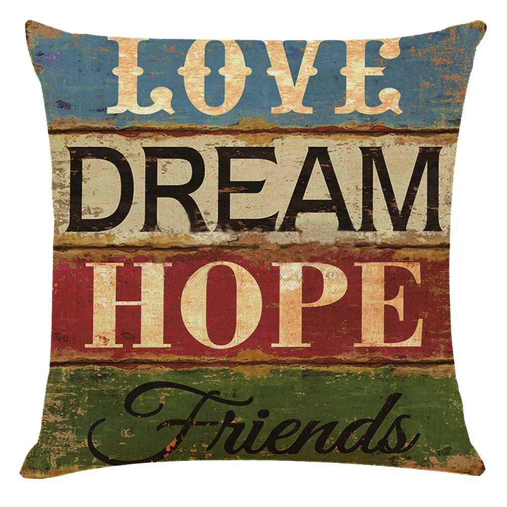 

1pcs / Retro English cotton hemp pillow case sofa pillow cushion car pillow cover home textile products