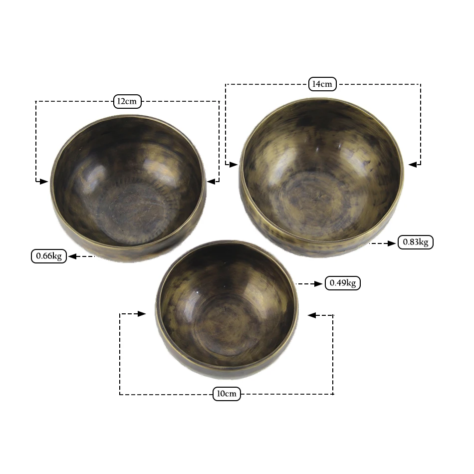 Античные поющие чаши античный дизайн с двойной поверхностью молоток и Йога