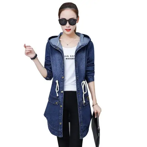 2019 женские джинсовые куртки с длинным рукавом капюшоном Jaqueta джинсовая куртка