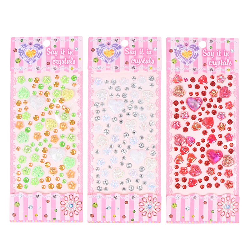 

1 Sheet Heart Shape Crystal Diamond Sticker Gems Acrylic DIY Toys Child Kids Scrapbooking Car Book Memo Decor