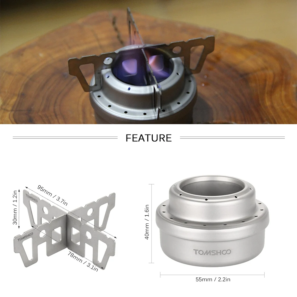 Уличная титановая спиртовая плита TOMSHOO комбинированный набор мини Ультралегкая