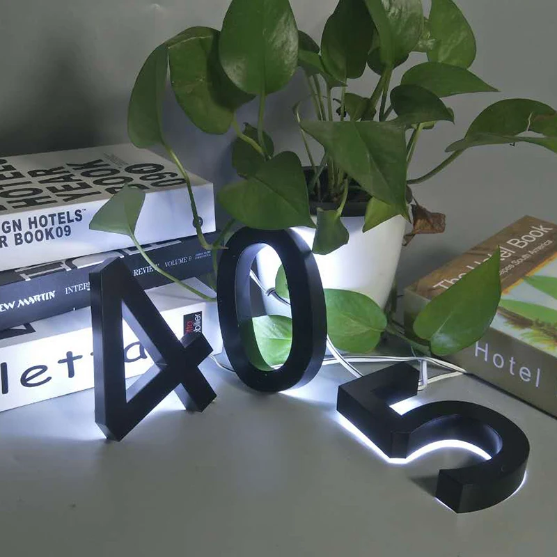Водонепроницаемый металлический 3D LED номер дома пластин из нержавеющей стали на