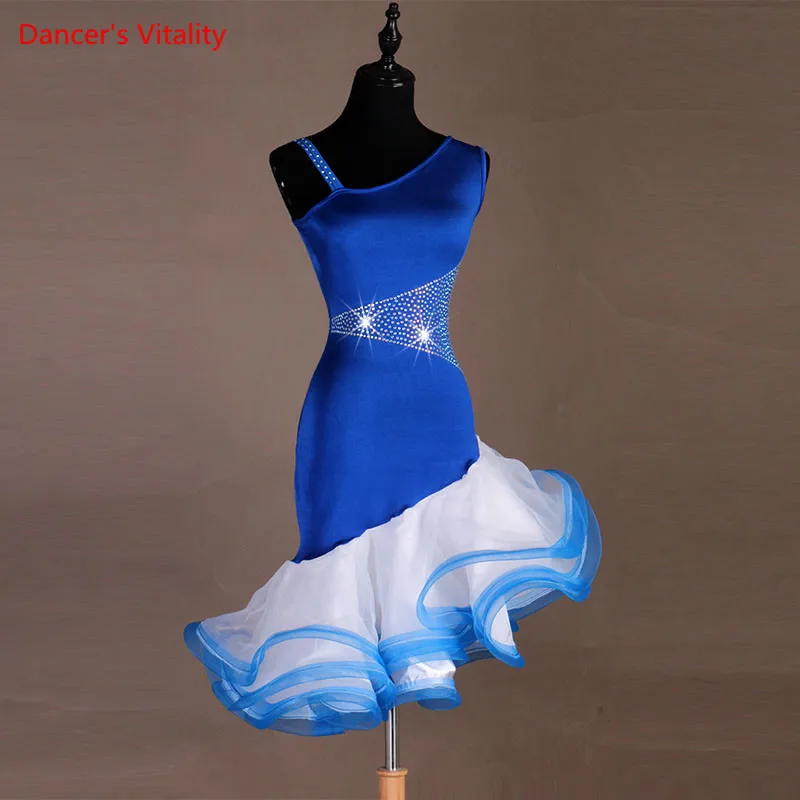 Новый кастомизированный латиноамериканский танцевальный костюм Сексуальное платье с бриллиантами, конкурсное платье для женщин Платья на 2021 год.