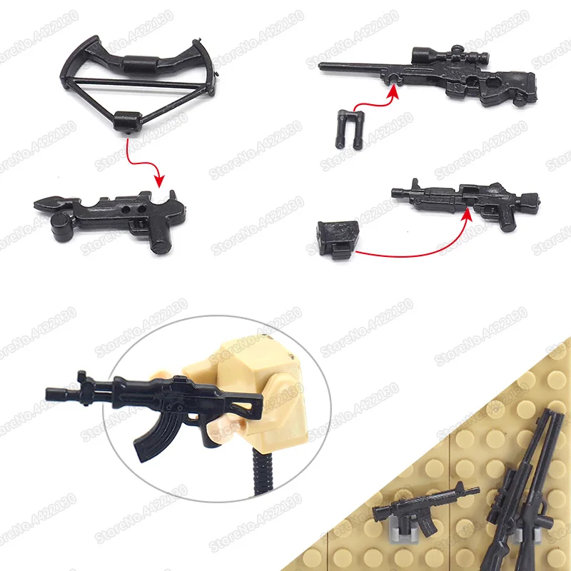 Фигурки оружия из строительных блоков военной экипировки, огнестрельных моделей, солдат и подарков на Рождество для мальчиков.