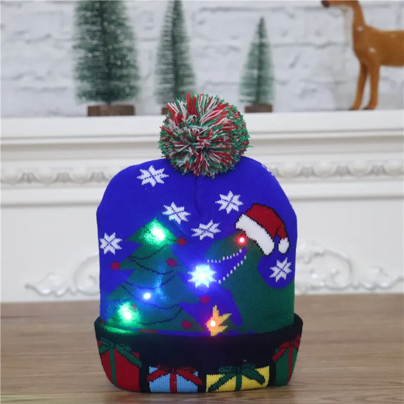

High-quality colorful luminous knitted Christmas hat Christmas decoration