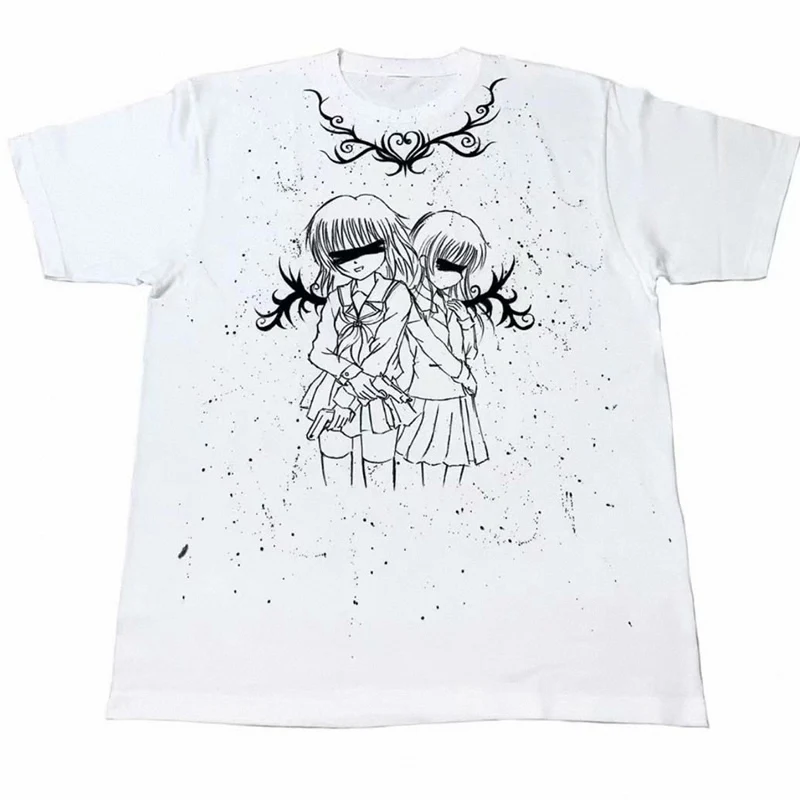 Эстетическая рубашка y2k винтажная Harajuku Kawaii Готическая в стиле панк уличная