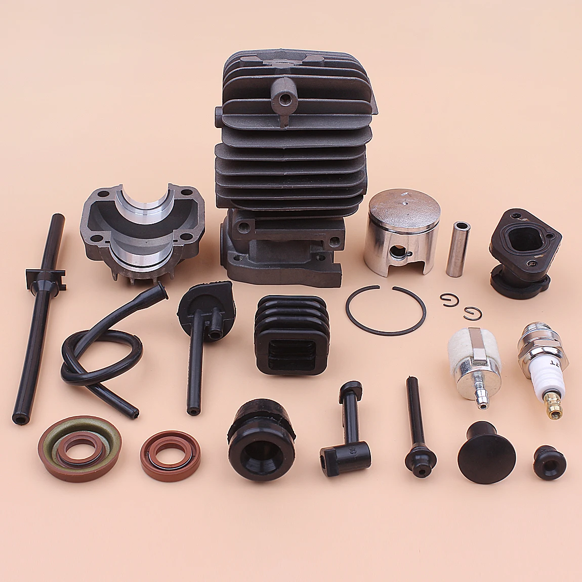 34mm Cylinder Piston Kit For Chinese 2500 25cc Fuel Oil Filter Hose Pipe Buffer Cap Seal Small Chainsaw images - 6