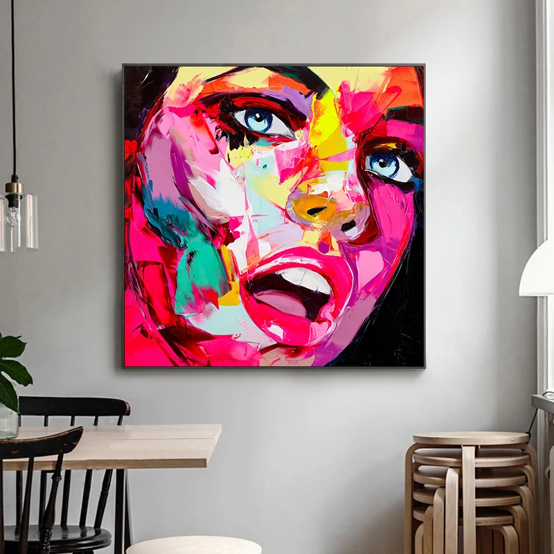 

Abstract Woman Face Graffiti Oil Painting Posters Prints Pop Wall Art Living Room Decoration Watercolor Print Canvas Painting