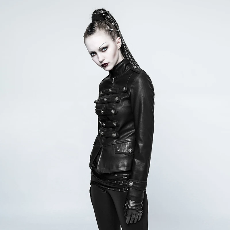 Женская военная форма в стиле панк короткая куртка из искусственной кожи
