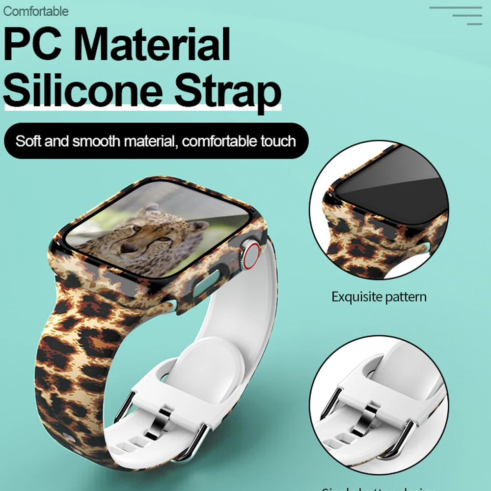 For Apple Watch Band 44mm 40mm 38mm 42mm With Ultra-Thin Glass Screen Protector Case ,for iWatch Series 6 5 4 3 2 Se Accessories