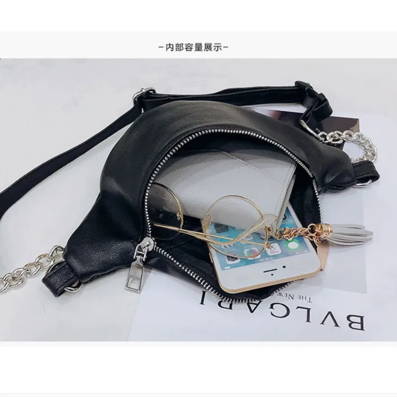 

2020 New Jiulin Womens Waist Bag Fanny Pack PU Bags Belt Purse Small Purse Phone Key Pouch White Black Waist Packs black mini