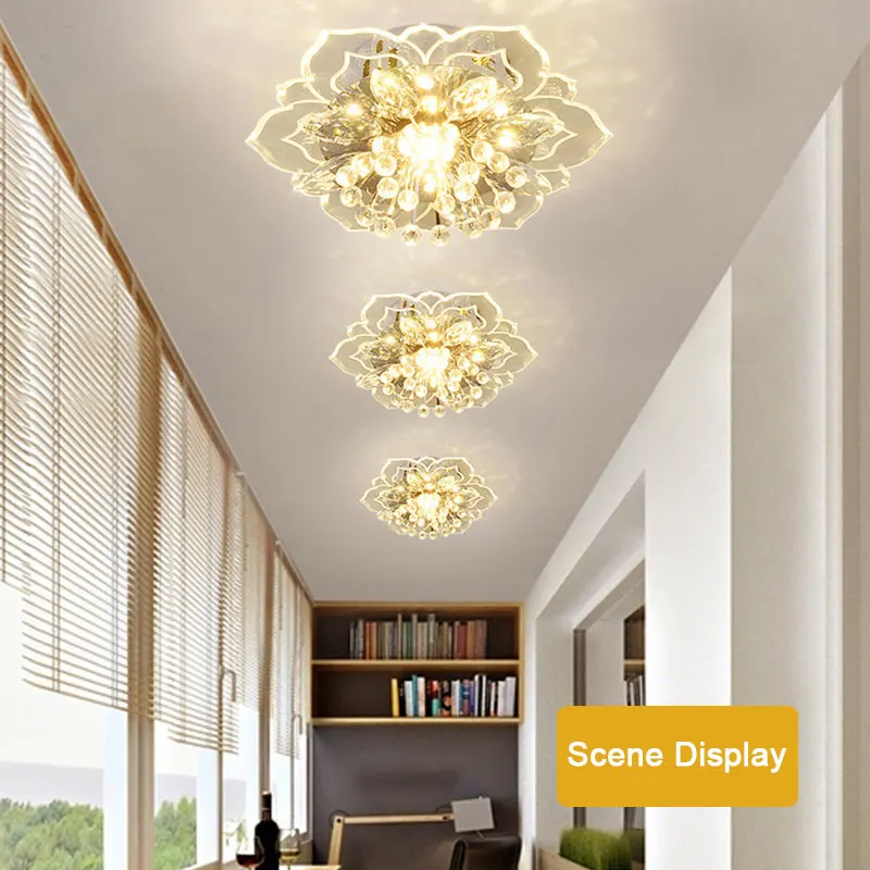 Lámpara de techo moderna con forma de flor, lámpara LED de techo de cristal de 20cm, para pasillo, sala de estar, dormitorio, cocina, pasillo