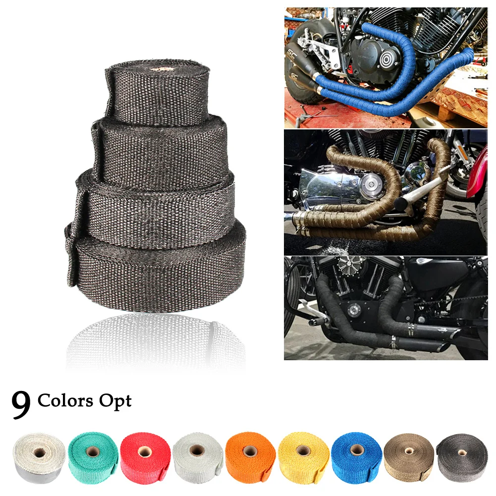 

5cm*5M Exhaust Heat Shield Motorcycle Exhaust Thermal Tape Header Wrap Manifold Insulation Roll Resistant with Stainless Ties