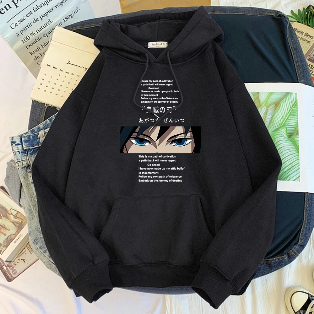 

Female Hoodie Anime Demon Slayer Tomioka Giyuu Print Sweatshirt Woman O-Neck Plus Size Long-Sleeve Autumn Fleece Warm Female Top