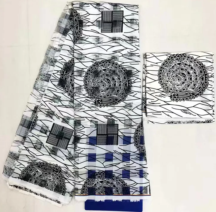 Pure silk fabric organza african abkara wax print 2+4yards ribbon for dress MM-C1 | Дом и сад