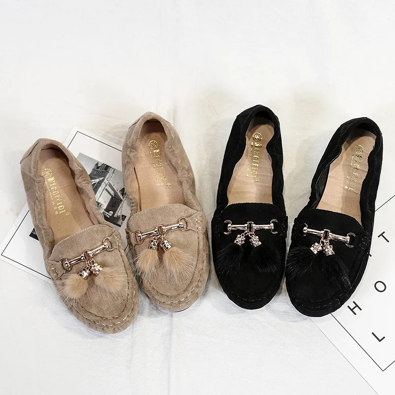 Cuculus зима для женщин Лоферы теплые мягкие Женские туфли лодочки На зимнем меху с