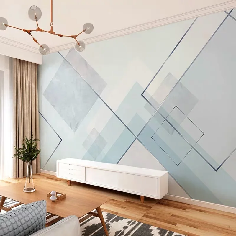 Bacal papel de pared Custom wallpaper fashion 3d photo mural stereo geometric abstract Blue Square background | Обустройство дома