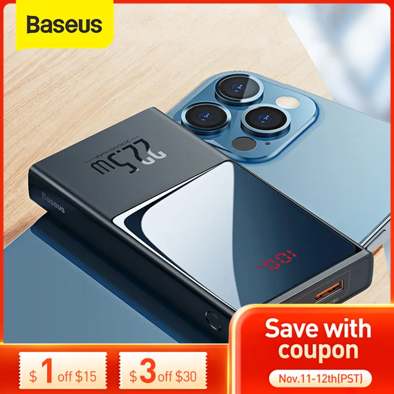 

Baseus Power Bank 10000mAh / 20000mAh USB C PD Fast Charging Powerbank Portable External Battery Charger With LED Display