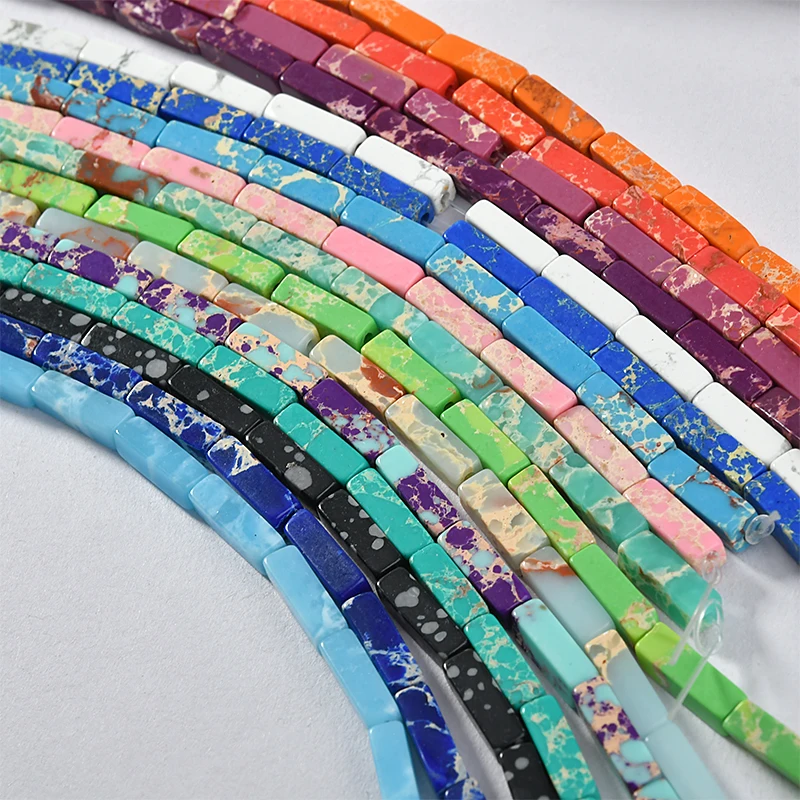 Натуральные Цветные синтетические камни квадратные трубы бусины DIY серьги