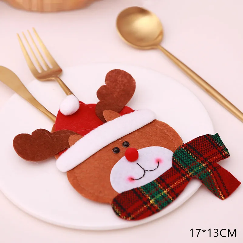 11 Новогодние рождественские кармашки для столовых приборов вилка держатель ножа сумка для посуды Ноэль рождественские украшения на стол для домашнего ужина декор, Рождественский подарок - Цвет: 11