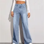 Женские джинсы с высокой талией и широкими штанинами, синие джинсы, винтажные качественные модные прямые брюки, осень 2021