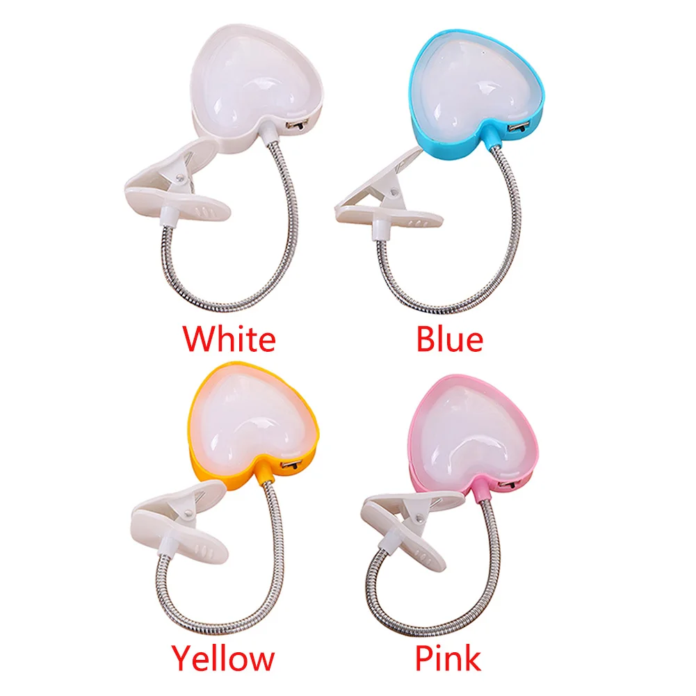 

LED Office Eye Care Clip On Night Flexible Reading Light Heart Shape Kids Bedroom Foldable Desk Bedside Lamp Table Portable
